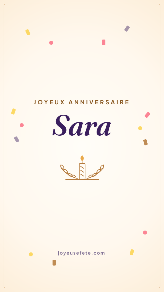 Image « Joyeux anniversaire Sara » au format story