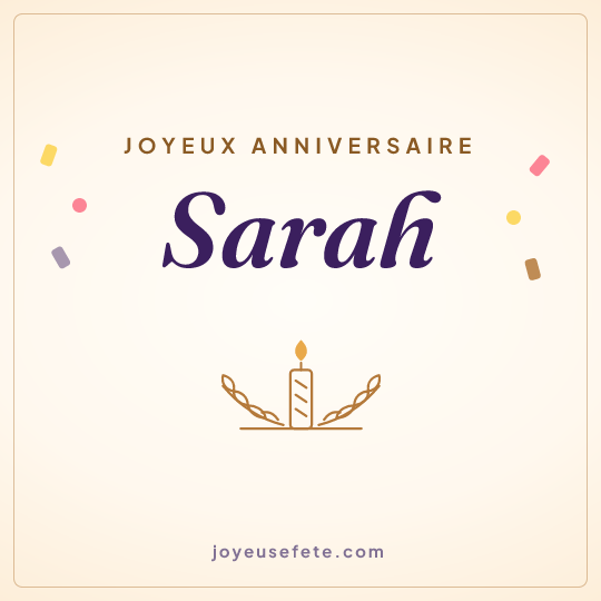Image carrée « Joyeux anniversaire Sarah » pour WhatsApp