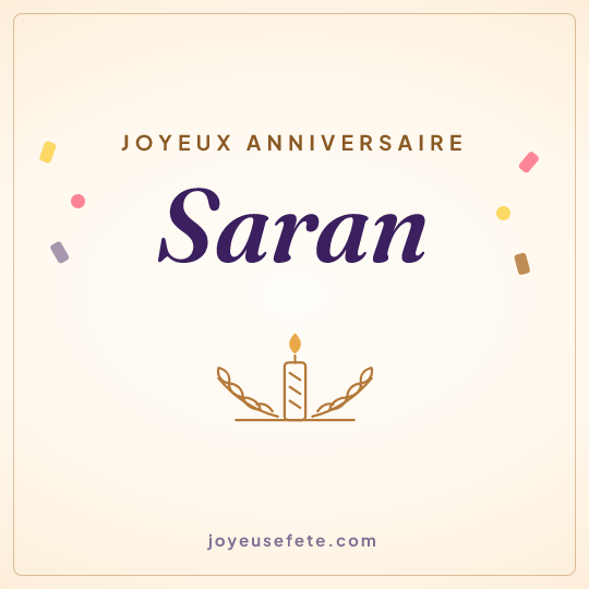 Image carrée « Joyeux anniversaire Saran » pour WhatsApp
