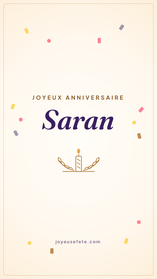 Image « Joyeux anniversaire Saran » au format story
