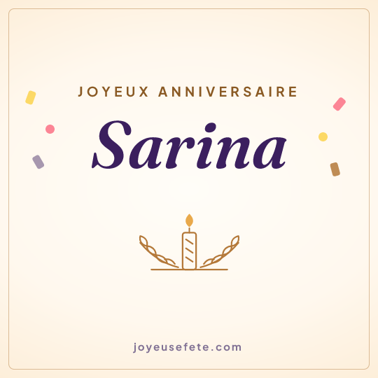 Image carrée « Joyeux anniversaire Sarina » pour WhatsApp