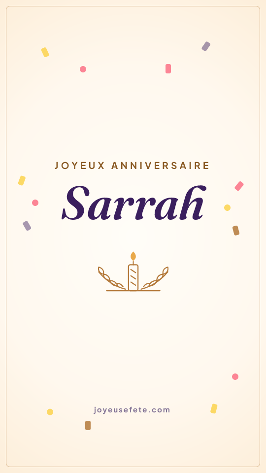 Image « Joyeux anniversaire Sarrah » au format story