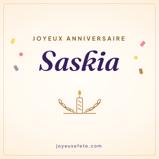 Image carrée « Joyeux anniversaire Saskia » pour WhatsApp