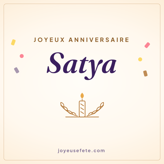 Image carrée « Joyeux anniversaire Satya » pour WhatsApp