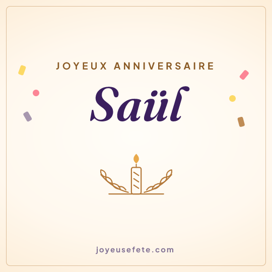 Image carrée « Joyeux anniversaire Saül » pour WhatsApp