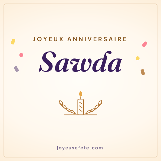 Image carrée « Joyeux anniversaire Sawda » pour WhatsApp