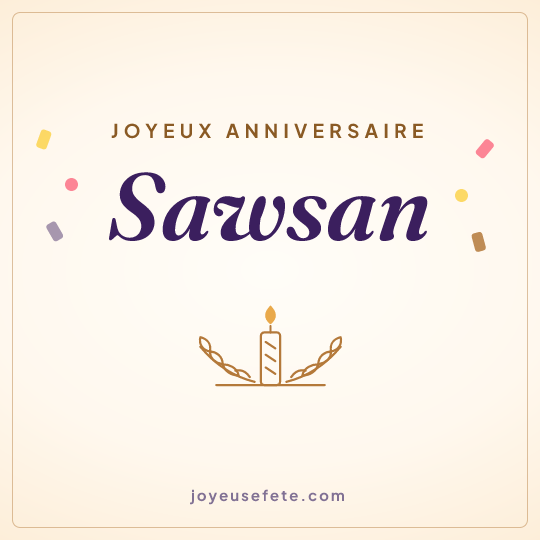Image carrée « Joyeux anniversaire Sawsan » pour WhatsApp