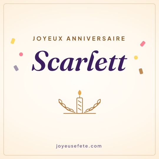 Image carrée « Joyeux anniversaire Scarlett » pour WhatsApp