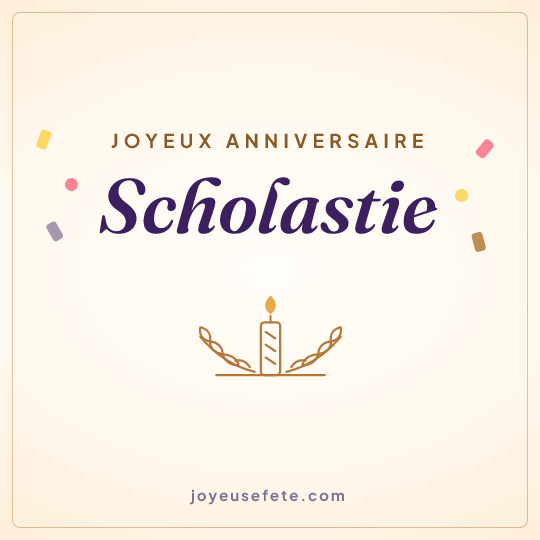 Image carrée « Joyeux anniversaire Scholastie » pour WhatsApp