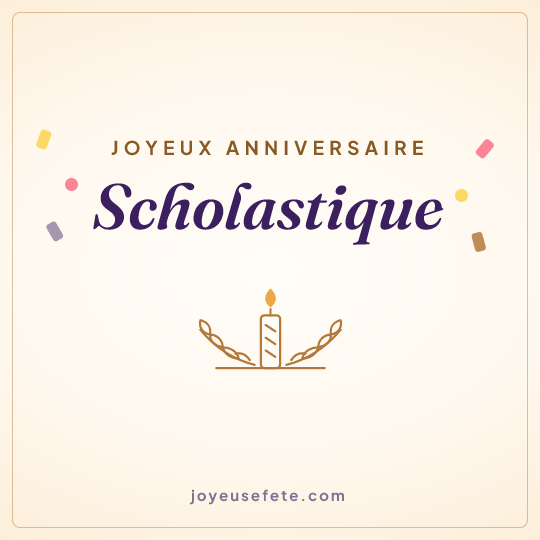 Image carrée « Joyeux anniversaire Scholastique » pour WhatsApp