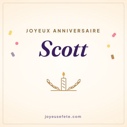 Image carrée « Joyeux anniversaire Scott » pour WhatsApp