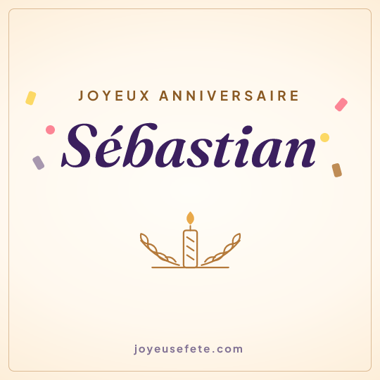 Image carrée « Joyeux anniversaire Sébastian » pour WhatsApp