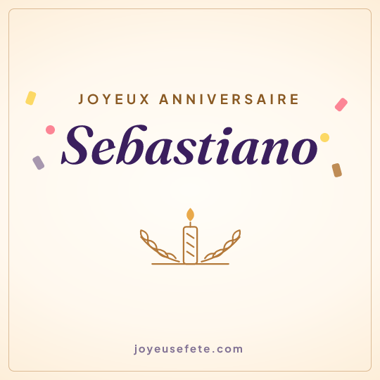 Image carrée « Joyeux anniversaire Sebastiano » pour WhatsApp