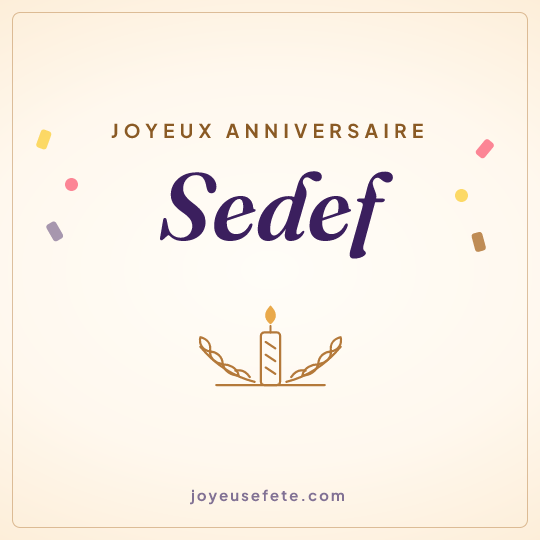 Image carrée « Joyeux anniversaire Sedef » pour WhatsApp