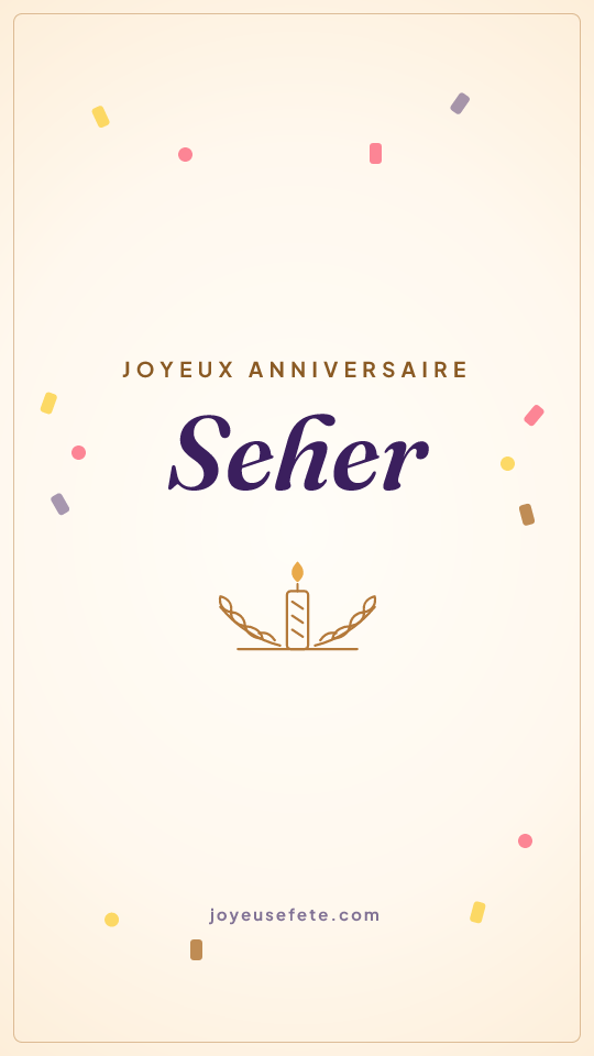 Image « Joyeux anniversaire Seher » au format story
