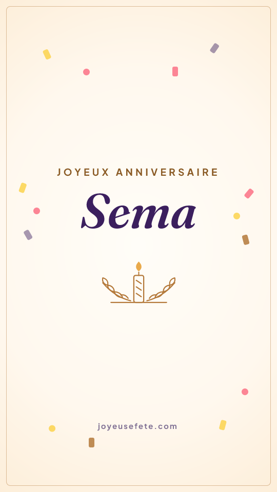 Image « Joyeux anniversaire Sema » au format story