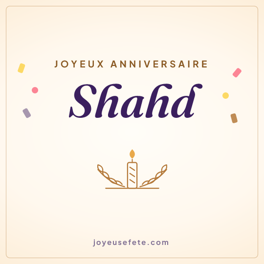 Image carrée « Joyeux anniversaire Shahd » pour WhatsApp