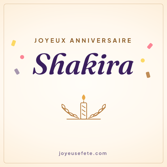 Image carrée « Joyeux anniversaire Shakira » pour WhatsApp