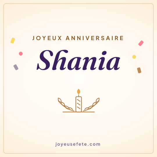 Image carrée « Joyeux anniversaire Shania » pour WhatsApp