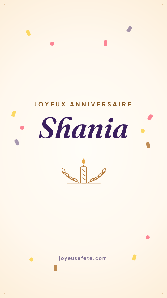 Image « Joyeux anniversaire Shania » au format story