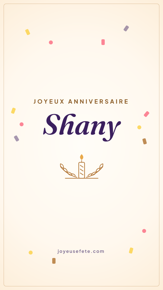 Image « Joyeux anniversaire Shany » au format story