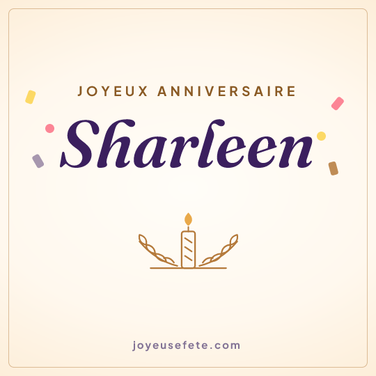 Image carrée « Joyeux anniversaire Sharleen » pour WhatsApp