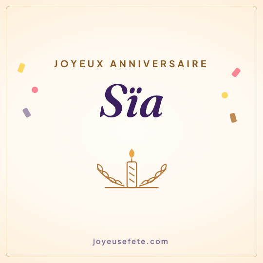 Image carrée « Joyeux anniversaire Sïa » pour WhatsApp