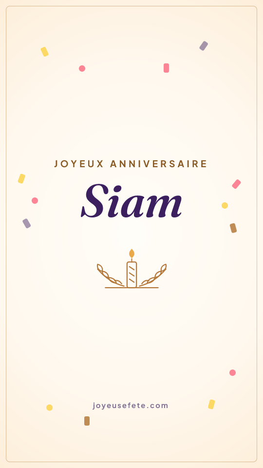 Image « Joyeux anniversaire Siam » au format story