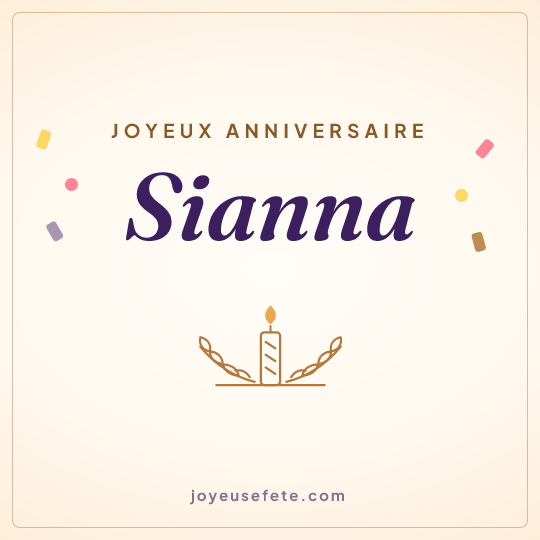 Image carrée « Joyeux anniversaire Sianna » pour WhatsApp