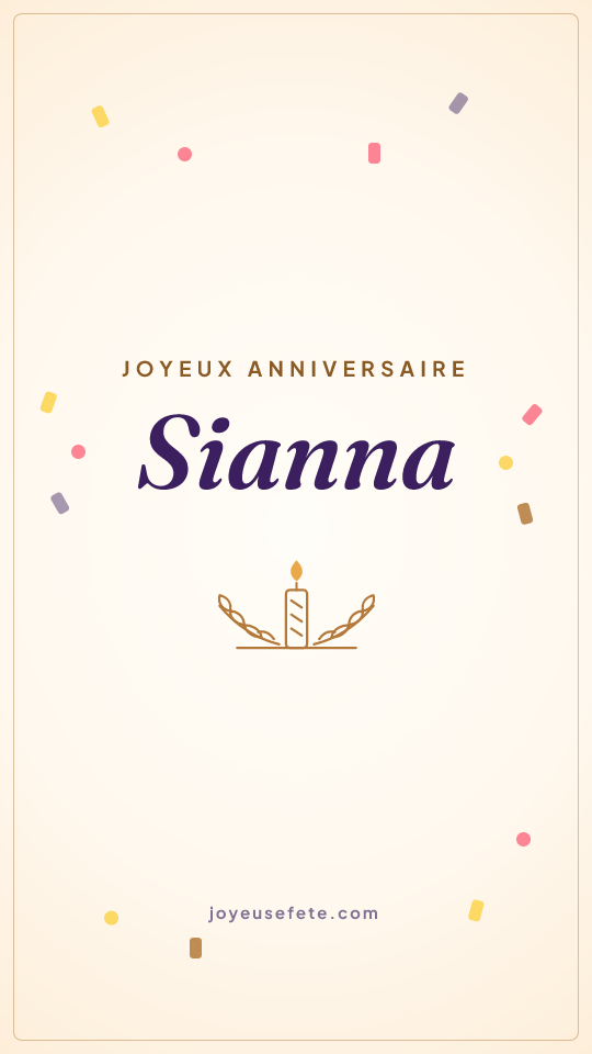 Image « Joyeux anniversaire Sianna » au format story