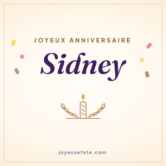 Image carrée « Joyeux anniversaire Sidney » pour WhatsApp