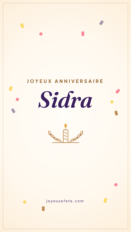 Image « Joyeux anniversaire Sidra » au format story