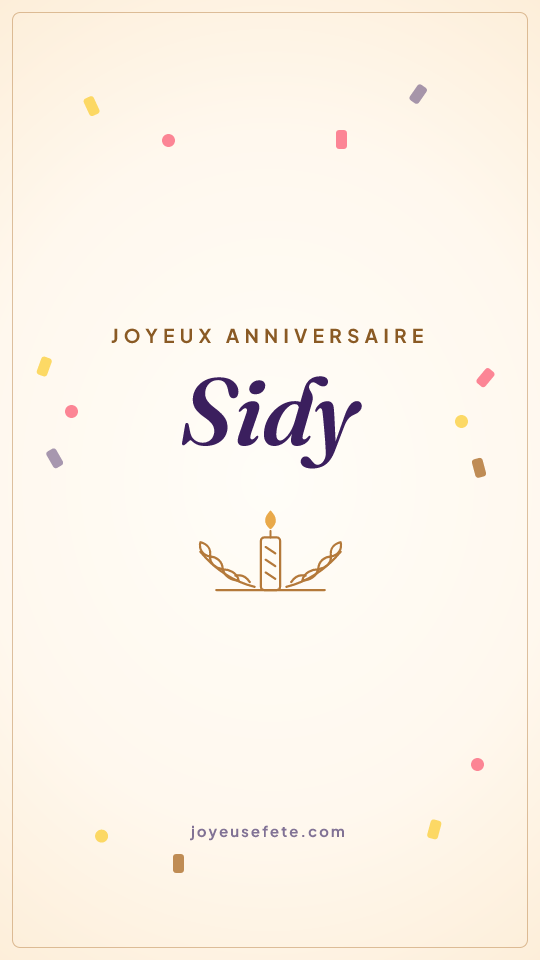 Image « Joyeux anniversaire Sidy » au format story