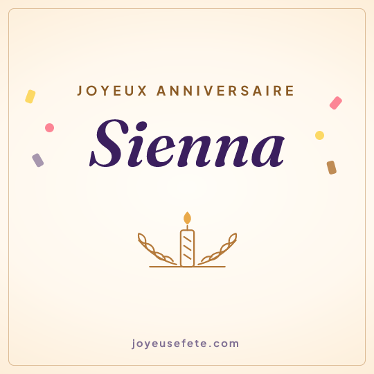 Image carrée « Joyeux anniversaire Sienna » pour WhatsApp
