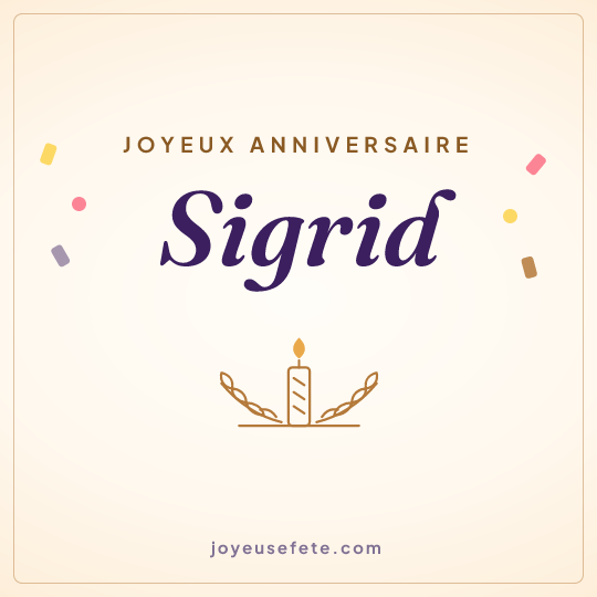 Image carrée « Joyeux anniversaire Sigrid » pour WhatsApp