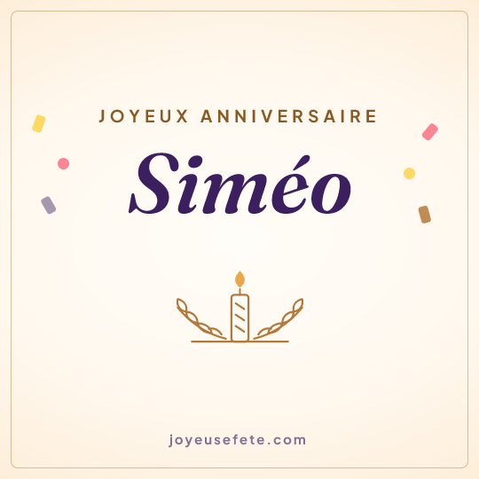Image carrée « Joyeux anniversaire Siméo » pour WhatsApp