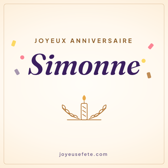 Image carrée « Joyeux anniversaire Simonne » pour WhatsApp
