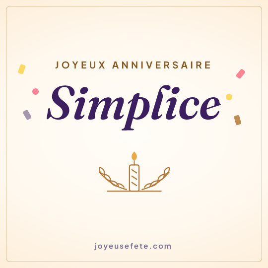 Image carrée « Joyeux anniversaire Simplice » pour WhatsApp