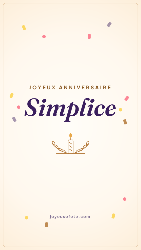 Image « Joyeux anniversaire Simplice » au format story