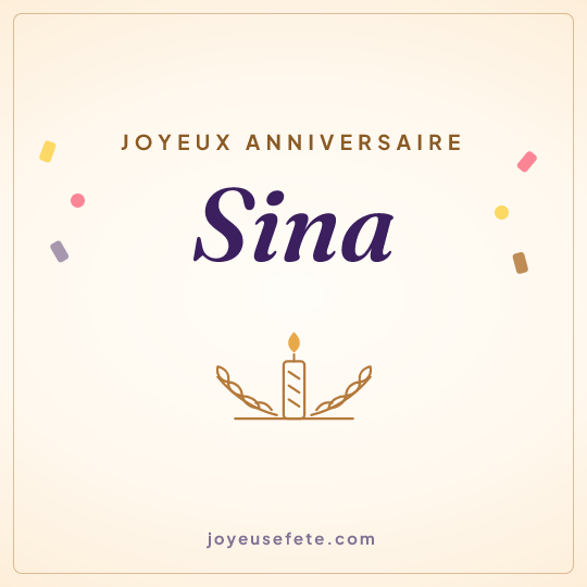 Image carrée « Joyeux anniversaire Sina » pour WhatsApp
