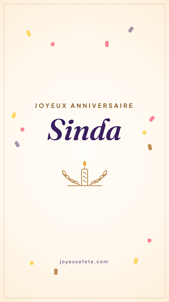 Image « Joyeux anniversaire Sinda » au format story