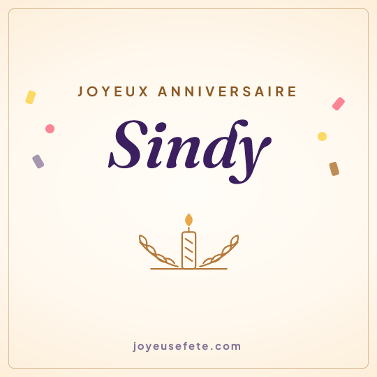 Image carrée « Joyeux anniversaire Sindy » pour WhatsApp