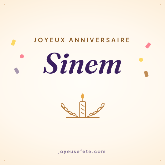 Image carrée « Joyeux anniversaire Sinem » pour WhatsApp