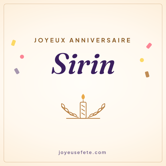 Image carrée « Joyeux anniversaire Sirin » pour WhatsApp