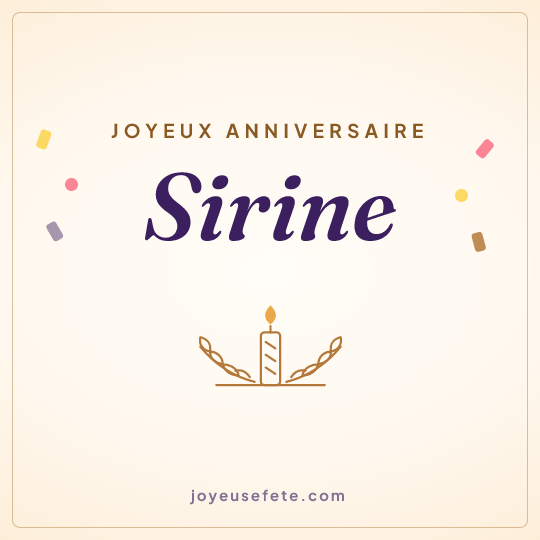 Image carrée « Joyeux anniversaire Sirine » pour WhatsApp