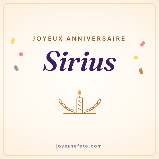 Image carrée « Joyeux anniversaire Sirius » pour WhatsApp