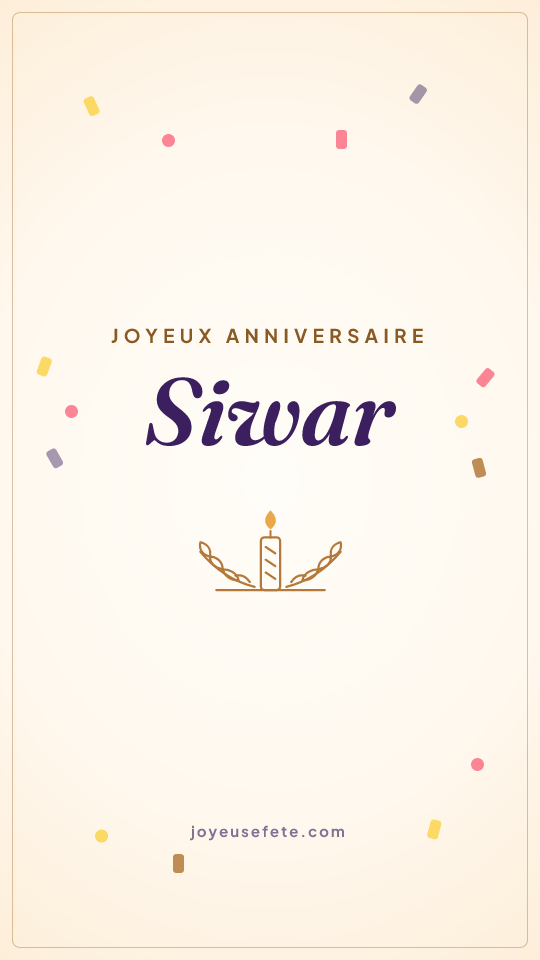 Image « Joyeux anniversaire Siwar » au format story