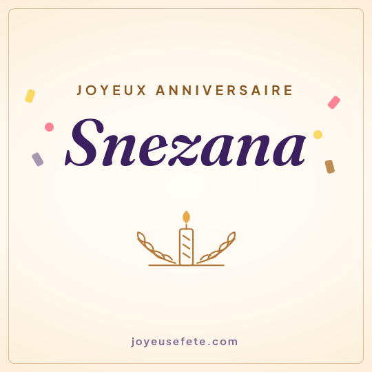 Image carrée « Joyeux anniversaire Snezana » pour WhatsApp