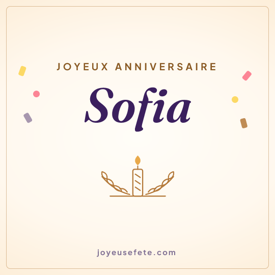 Image carrée « Joyeux anniversaire Sofia » pour WhatsApp