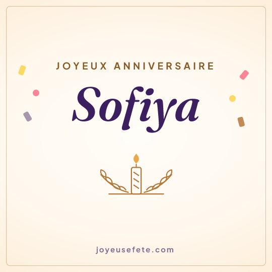 Image carrée « Joyeux anniversaire Sofiya » pour WhatsApp